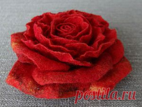 Шерстяная роза. МК Кокошниковой Надежды