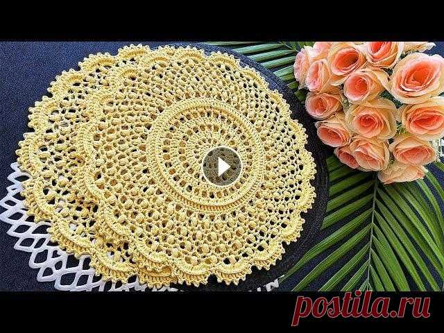 Салфетка крючком для сервировки, Элис Рельефная салфетка крючком для сервировки Крючок 3 мм Пряжа 100% хлопок - 100 г / 150 м Диаметр - 35 см ______________________________________________...