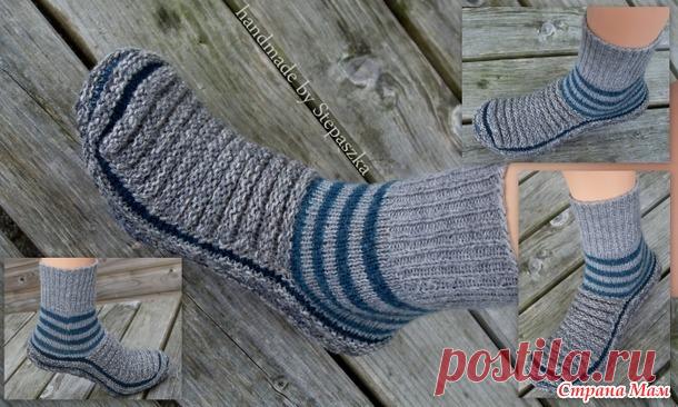 Серо-бутылочные носки by Stepaszka - переделка из резинки - Вязание - Страна Мам