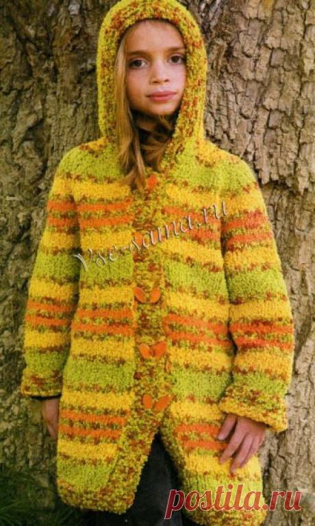 Полупальто спицами - Золотой листопад