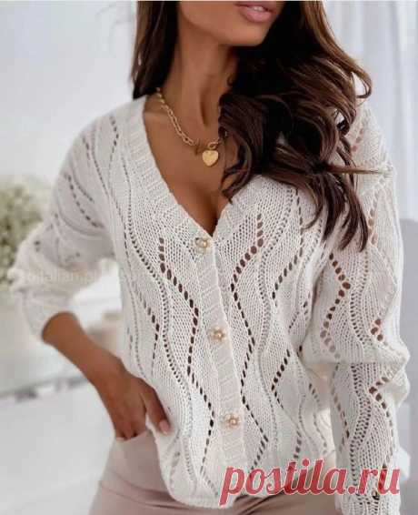 Ажурный жакет спицами. Схема узора. / knittingideas.ru