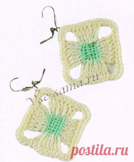 Серьги вязаные со штопкой