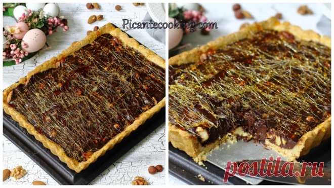 Горіховий мазурек з шоколадом та карамеллю | Picantecooking