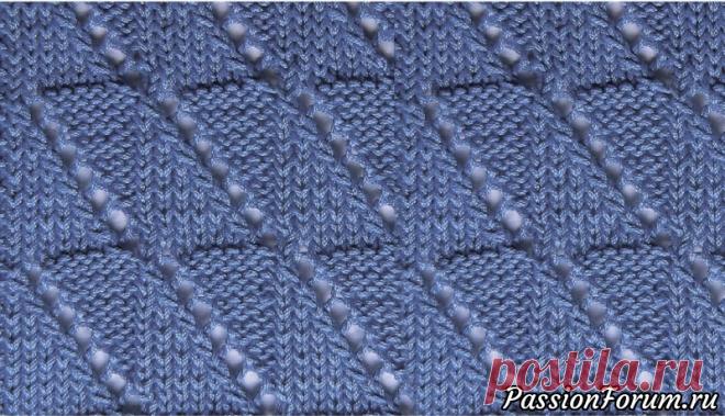 Узор «Диагональная клеточка» - запись пользователя Тамара Сергеевна (Тома) в сообществе Вязание спицами в категории Вязание спицами для начинающих Оригинальный узор с сочетанием диагональных ажурных строчек и участков изнаночной и лицевой глади.                                                          Число петель кратно 8 + 2 кромочные. Каждый ряд начинать и заканчивать 1 кромочной.