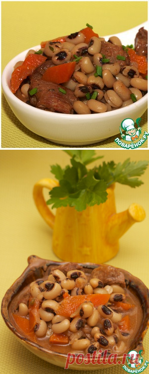 Фасоль тушёная с говядиной из мультиварки - кулинарный рецепт