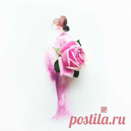 Рисунки из акварели и цветов