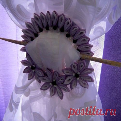 Техника канзаши. Прихват для штор. Мастер класс