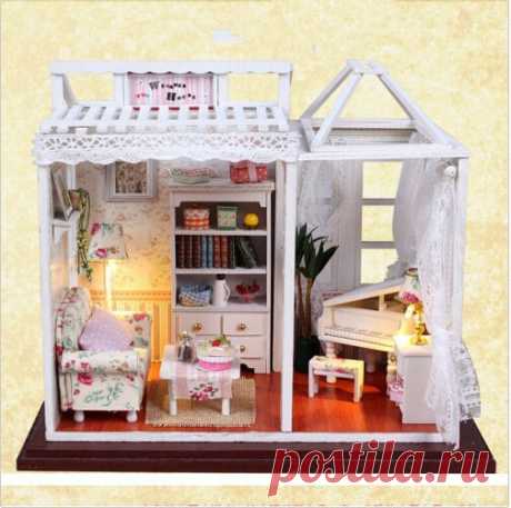 Миниатюрный DIY Kit Дерево Комната и Мебель/Аксессуары Деревянный Кукольный Домик Ручной Работы купить на AliExpress