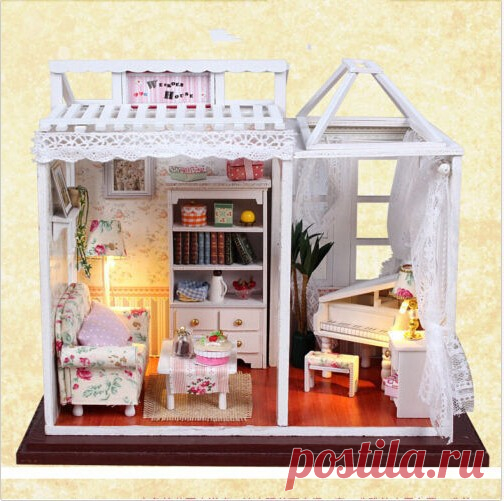 Миниатюрный DIY Kit Дерево Комната и Мебель/Аксессуары Деревянный Кукольный Домик Ручной Работы купить на AliExpress