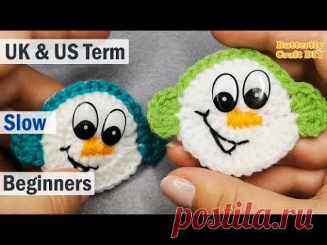 Free Pattern Crochet Snowman with helmet * Crochet Easy tutorial for beginners * Pocket Hug RAOCK