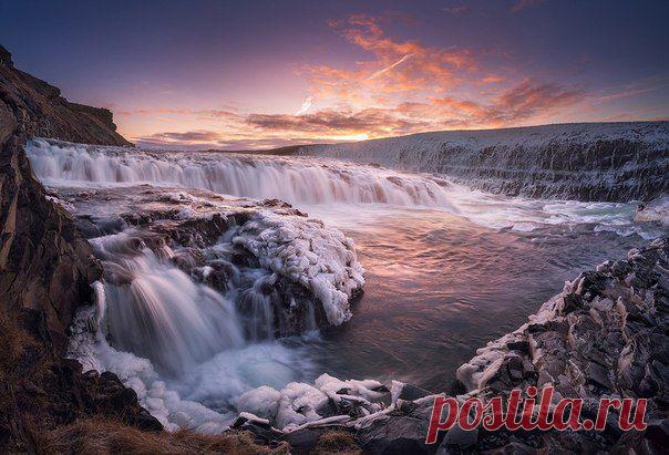Водопад Гюдльфосс или «Золотой водопад», Исландия.