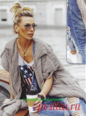 ВСЕ СВЯЗАНО. ROSOMAHA.: Cтильное весеннее пальто с плетеными косами.