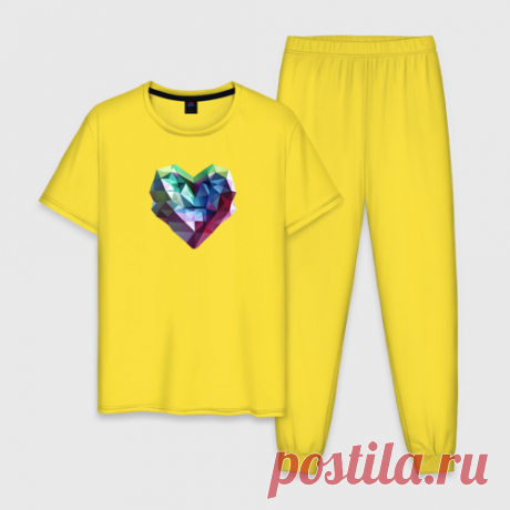 Мужская пижама хлопок Геометрическое полигональное сердце Пижама — домашняя одежда со свободным кроем