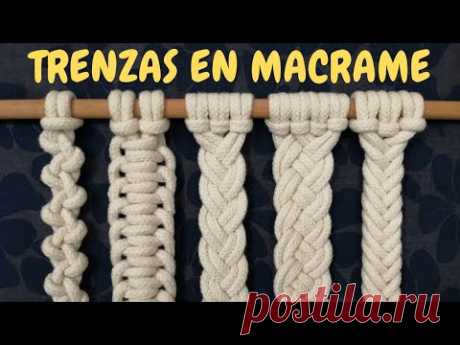 5 Tipos de TRENZAS de MACRAME (paso a paso) | 5 Types of Macrame Braids