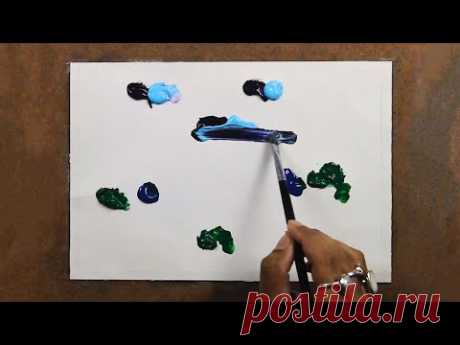 Simple Acrylic Sunset Landscape | Palette Knife Painting for Beginners