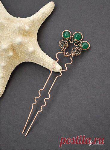 Мастер-класс в технике wire wrap. Делаем шпильку "Green garden" - Ярмарка Мастеров - ручная работа, handmade