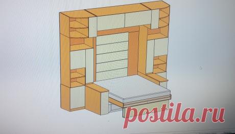 Как я диван/шкаф/кровать запилил. 3 в 1 Ввиду небольшой жилплощади возникла год назад идея оптимизировать немного пространство в однушке и бонусом получить из кривоватого спального места на раскладном диване ровный ортопедический аэродром и плюсом, как говорится, "это вам на шапочку" - шкаф универсального назначения...
