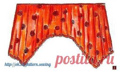 Выкройка шторы «Кошкин дом»
Штора «Кошкин дом» (наследие журнала «Крестьянка») -эта оригинальная штора пришла к нам из советского ещё журнала «Крестьянка». Её разработали сотрудники Всесоюзного НИИ технической эстетики. Судя по откликам и письмам читателей, тогда этот вариант занавеси для окна произвёл настоящий фурор. Его отголоски докатились и до наших дней. Она представляет собой шторус аркой, расклешенной, как юбка «солнце-клеш». Поэтому она не имеет сборки по карнизу, объём и фалды внизу