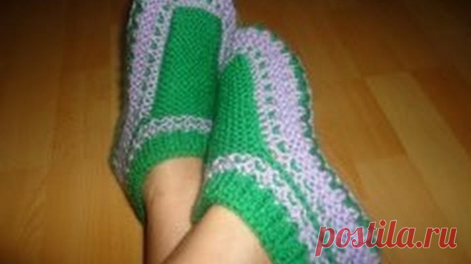 Тапочки для широкой ноги спицами