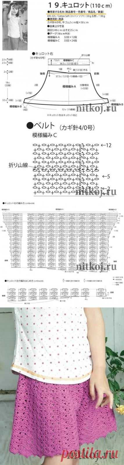 Шорты-юбка крючком » Ниткой - вязаные вещи для вашего дома, вязание крючком, вязание спицами, схемы вязания