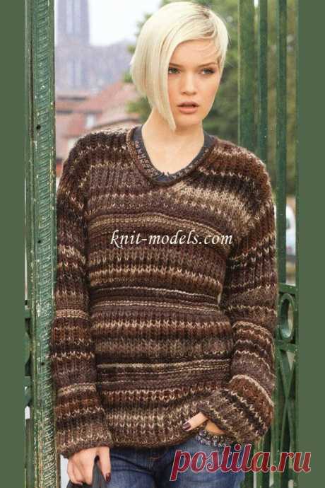 Пуловер из меланжевой пряжи