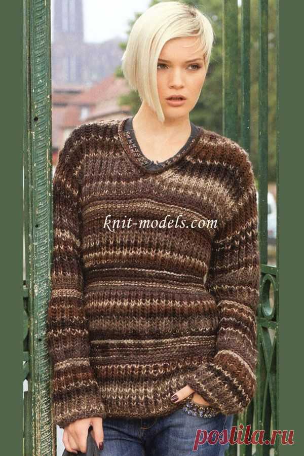 Пуловер из меланжевой пряжи