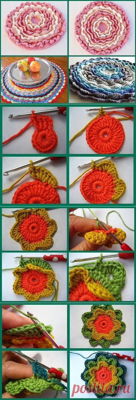 ​Вязание крючком в технике "Цветение"
