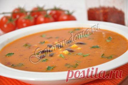Рецепт: Суп-пюре с консервированной фасолью и томатами