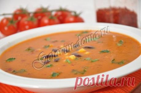 Рецепт: Суп-пюре с консервированной фасолью и томатами