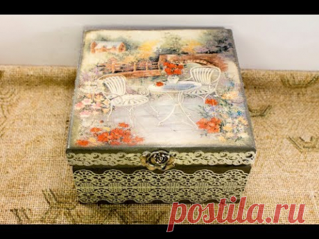 #62 мастер-класс по декупажу шкатулки салфеткой для начинающих