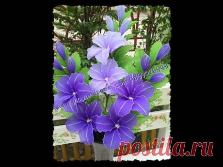วิธีทำดอกไม้ผ้าใยบัว How to make nylon flower by FB:ployandpoom (ผ้าใยบัว)