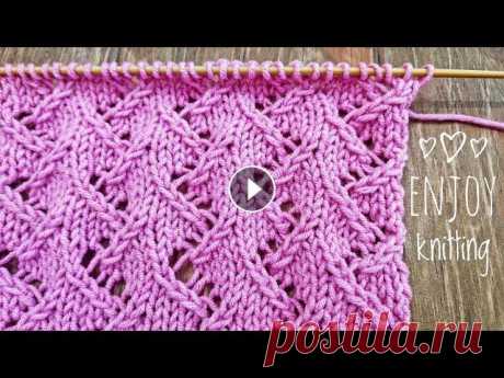 КЛАССНЫЙ Ажурный Узор спицами Елочки / Zig Zag Lace knitting stitch pattern / #57 Подписывайтесь на канал, и нажимайте колокольчик...