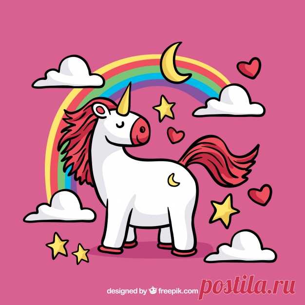 Розовый фон с единорогом и радугой Более миллиона свободных векторов, PSD, фотографии и бесплатные иконки. Эксклюзивные халявы и все графические ресурсы, которые необходимые для ваших проектов