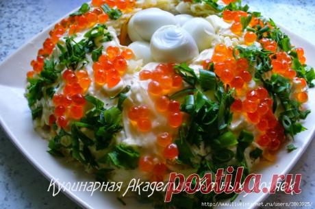 Салат с семгой и икрой «Пасхальный венок» - вкуснейший, очень нарядный, совершенно особенный ...