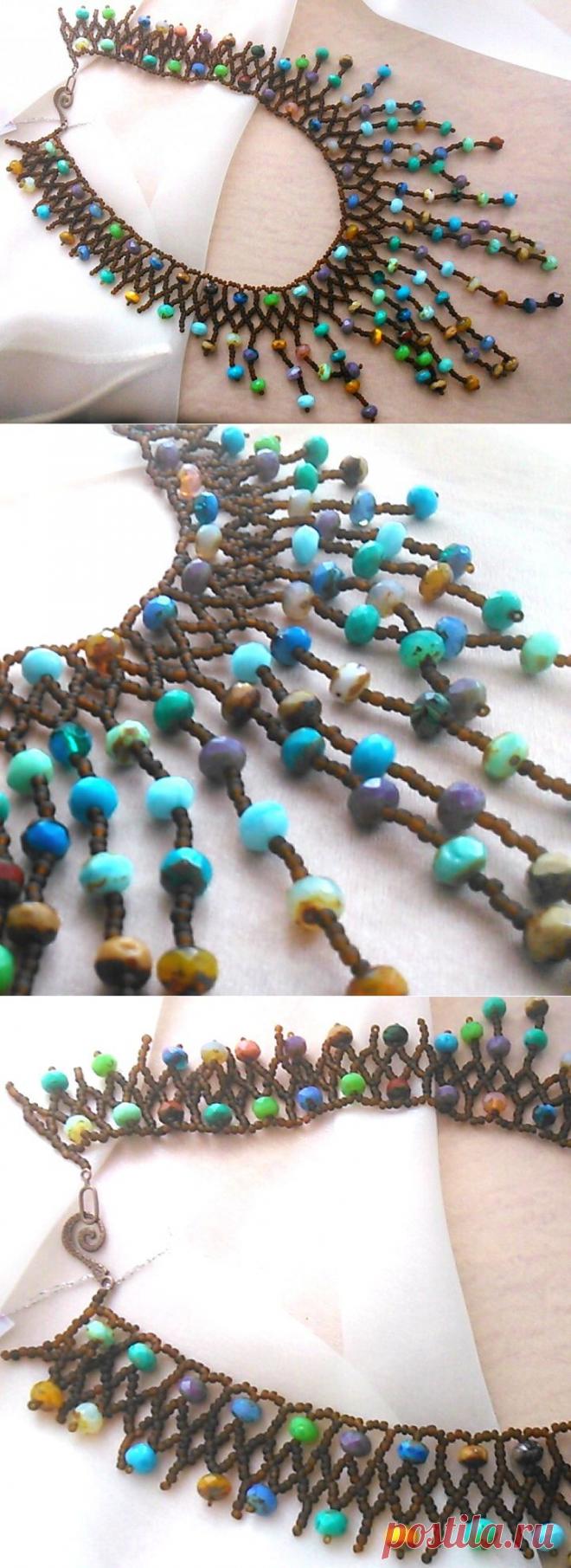 (+1) тема - Каскадное колье "Распустившаяся ива" | РУКОДЕЛИЕ