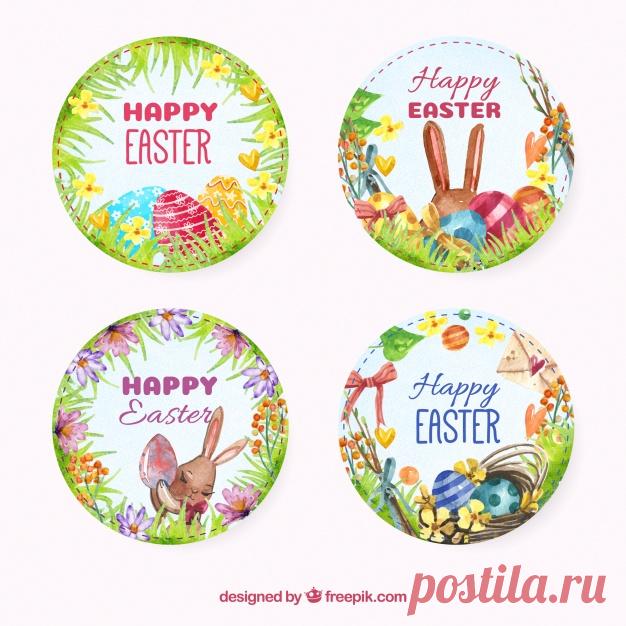 Пакет счастливых пасхальных акварельными круглые наклейки Более миллиона свободных векторов, PSD, фотографии и бесплатные иконки. Эксклюзивные халявы и все графические ресурсы, которые необходимые для ваших проектов