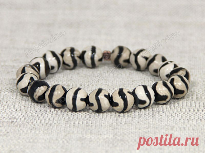 Браслет из агата с рисунком "зебра" от Nur