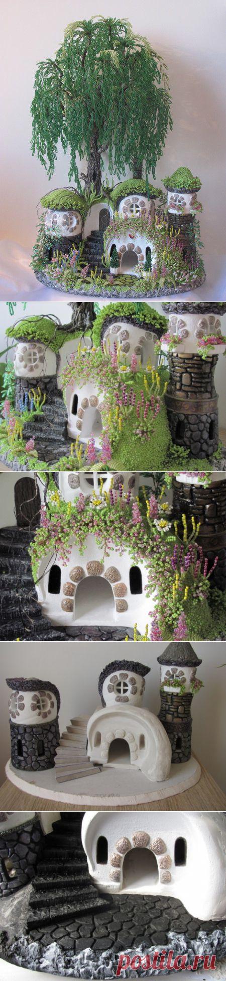 Деревня хоббитов: сказка из бисера и гипса, МК от Марины Литовченко / Бисер / Деревья из бисера: схемы, мастер классы