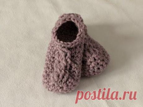 How to crochet children's chunky cable slippers / booties