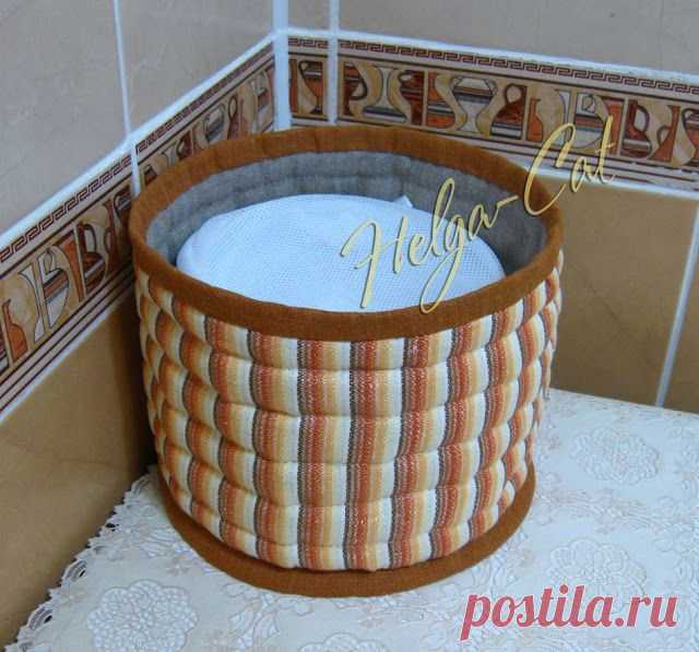 Круглая текстильная коробочка - мастер-класс в картинках
