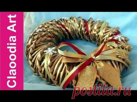 Jak zrobić wianek z papierowej wikliny? [wreath, paper wicker] (Claoodia Art)