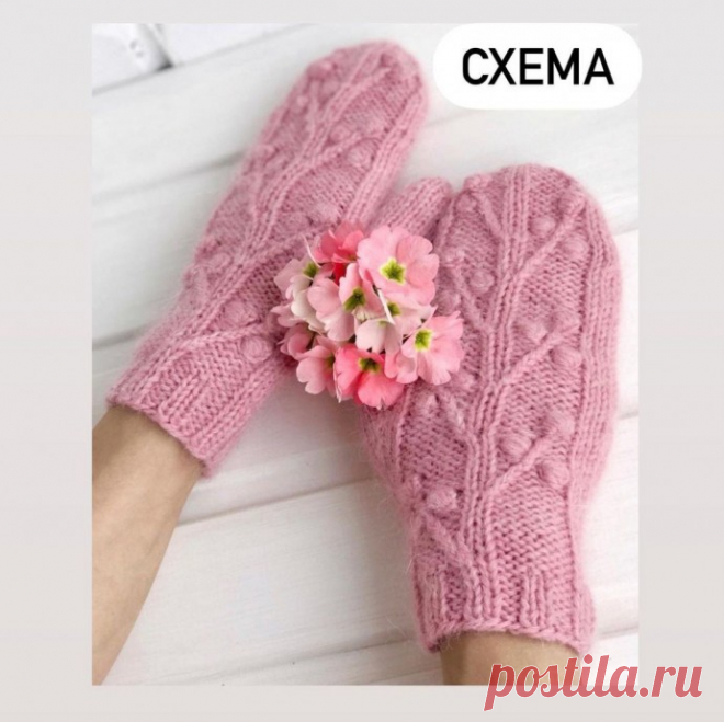 Симпатичные варежки спицами