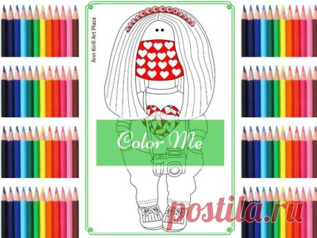 Doll Girl Coloring Pattern Baby Doll in Face Mask Digital | Etsy Hello, dear visitor! We are happy you are here!  Here we present you our doll stamps and coloring pages. Our girl digital files are good for coloring, scrapbooking or interior decoration.  Attached are 3 JPEG files: 1. girl with face 2. girl with blank face mask 3. girl with pattern face mask  Size