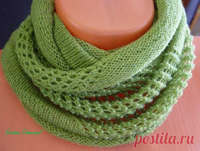 Шали, шарфы, шапочки спицами. Подборка 34