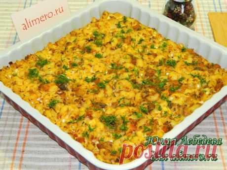 Макаронная запеканка с рыбными консервами