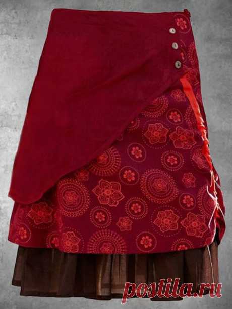 Retro Geblümter Rock Rot Baumwollgemisch Retro Geblümt Rock ist modisch und billig, Kommen Sie zu Modetalente zu finden aus ca. das Kleidung