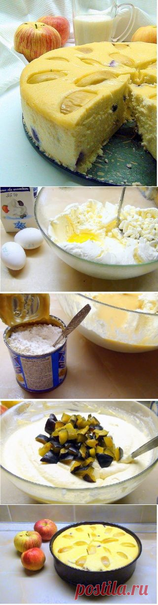 Воздушная творожная запеканка с черносливом и яблоками - Простые рецепты Овкусе.ру