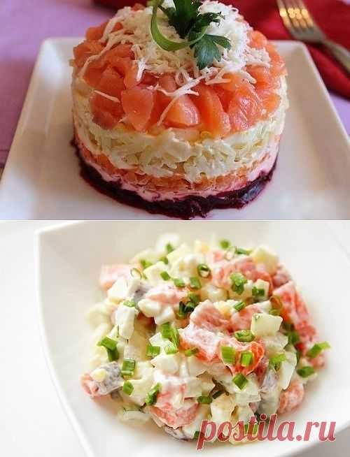 Салаты с семгой.