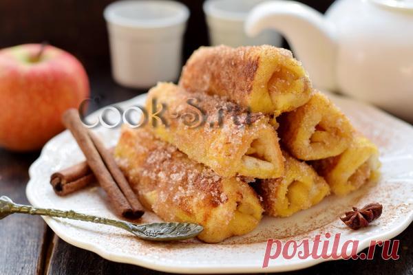 Рулетики из тостового хлеба с яблоками – рецепт с фото
