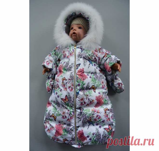 Бабочки на белом – пуховый зимний конверт